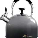 Tea Kettle Stovetop,Stainless Steel Whistling Tea Kettle For Stove Top, 2.5 Qt Tea Pot With Folding Handle, Food Grade Water Teapot Water Kettle For Stove Home Camping Travel,Gradient Black