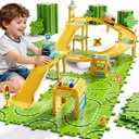 3-Tier Large Puzzle Race Car Track Set for Kids 3-5, Puzzle Tracks Car Play Set, Race Tracks Toys for Toddler Boys 3 4 5 6 Year Old, Birthday Gifts for Kids 3 4 5 6 7 8 Year Old Boys Girls