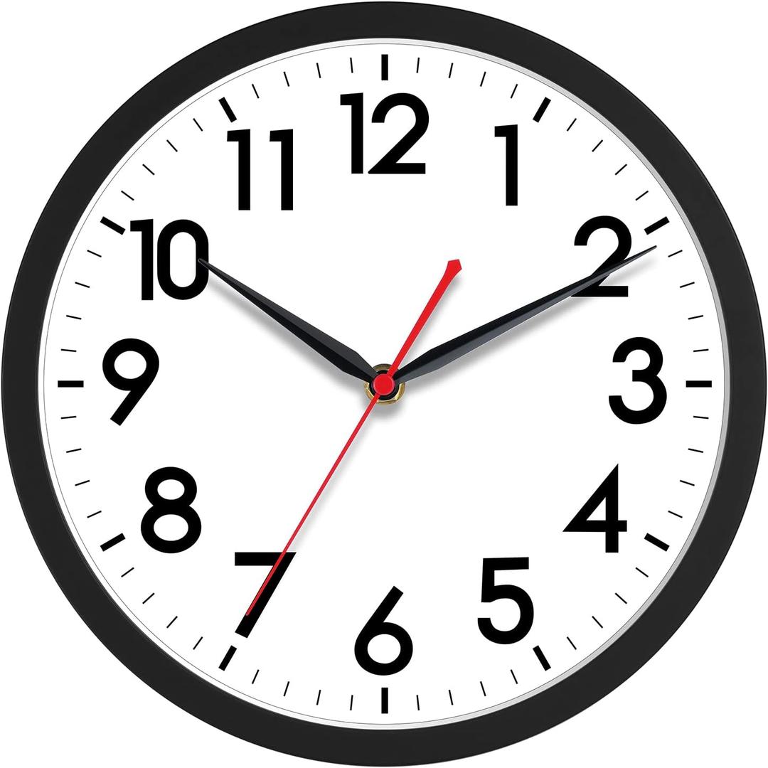 AKCISOT 14 Inch Wall Clock Silent Non-Ticking Modern Wall Clocks Battery Operated - Analog Classic Clock for Office, Home, Bathroom, Kitchen, Bedroom, School, Living Room (Black)