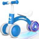Colorful Lighting Baby Balance Bike Toys for 1 Year Old Boy Girl Gifts, 10-36 Month Toddler Balance Bike, No Pedal 4 Silence Wheels & Soft Seat First Riding on Toys, 1st Birthday Gifts (Blue)
