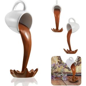 Jetec Floating Spilling Coffee Cup Magic Pouring Splash Coffee Mug Pouring Spilling Mugs Cafe Novelty Funny Cup Sculpture Art Decoration for Home Decor