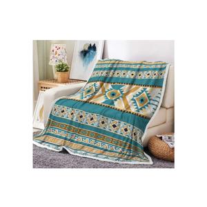 Aztec Throw Blanket, Native American Southwestern Navajo Tribal Style Warm Throw, Boho Western Decor Flannel Cozy Throw Blanket for Sofa Camping Couch Bed Travel 50×60 inch, Teal