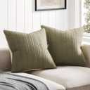 ZeeMart 100% Cotton Waffle Textured Throw Pillow Covers Set of 2, 16x16 Inch Khaki Green, Soft Farmhouse Decorative Couch Pillow Cases Green Cushion Covers for Sofa Bed Living Room Home Decor
