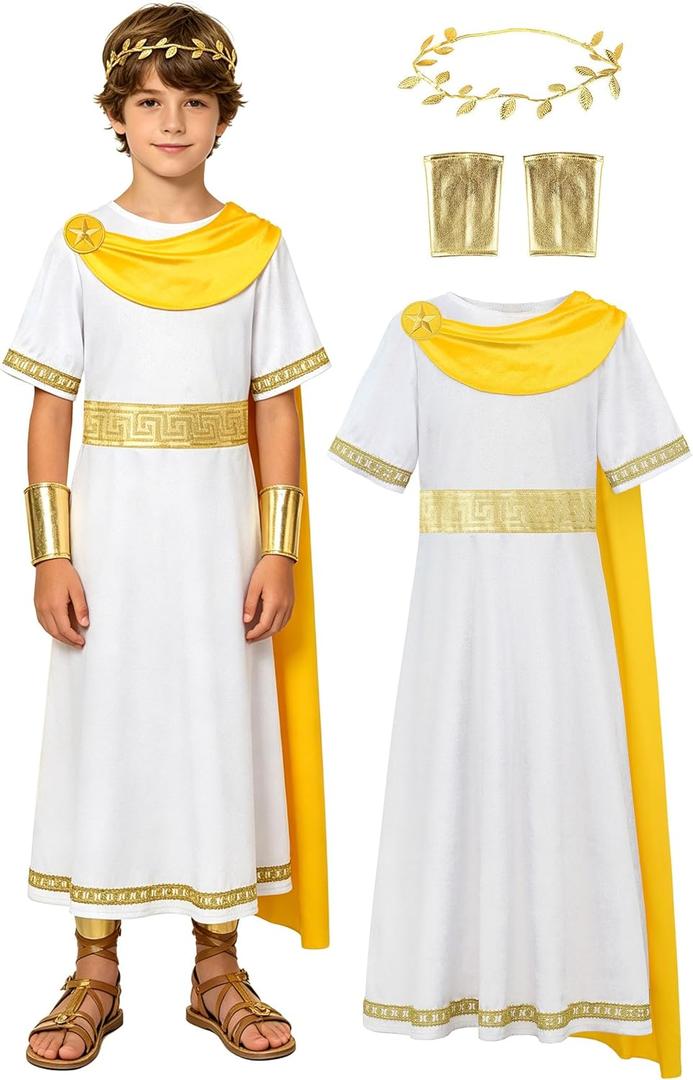 ReliBeauty Toga costume kids Boys Costume Roman Greek God Girls,10-12/150