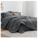 Love's cabin Queen Comforter Set Dark Grey, 7 Pieces Queen Bed in a Bag, All Season Bedding Sets with 1 Comforter, 1 Flat Sheet, 1 Fitted Sheet, 2 Pillowcase and 2 Pillow Sham | Soft, Breathable, Lightweight, Comfortable
