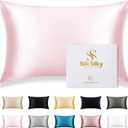 SilkSilky 100% Mulberry Silk Pillowcase - Pure 22 Momme High-Grade 6A Fibers for Hair & Skin, Envelope Closure, Natural, Organic, Breathable & Cooling Pillow Case (Standard, Pink)