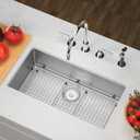 Sink Bottom Grid 28-3/8" x 14-3/16", Rear Drain with Corner Radius 3/8", Sink Protector Stainless Steel Material Sink Bottom Grid for Single Bowl Sink
