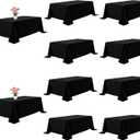 10 Pack Black Tablecloths 90x156 Inch Black Table Cloth for 8 Foot Rectangle Tables, Wrinkle Resistant Rectangular Tablecloth Washable Polyester Fabric Table Covers for Party Banquet Wedding Buffet