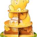 Winnie Dessert Holder 3 Tier Winnie Party Dessert Holder Winnie Theme Cardboard Cake Stand for Birthday Party Decorations Winnie Cupcake Display for Boys Girls Birthday Party Supplies