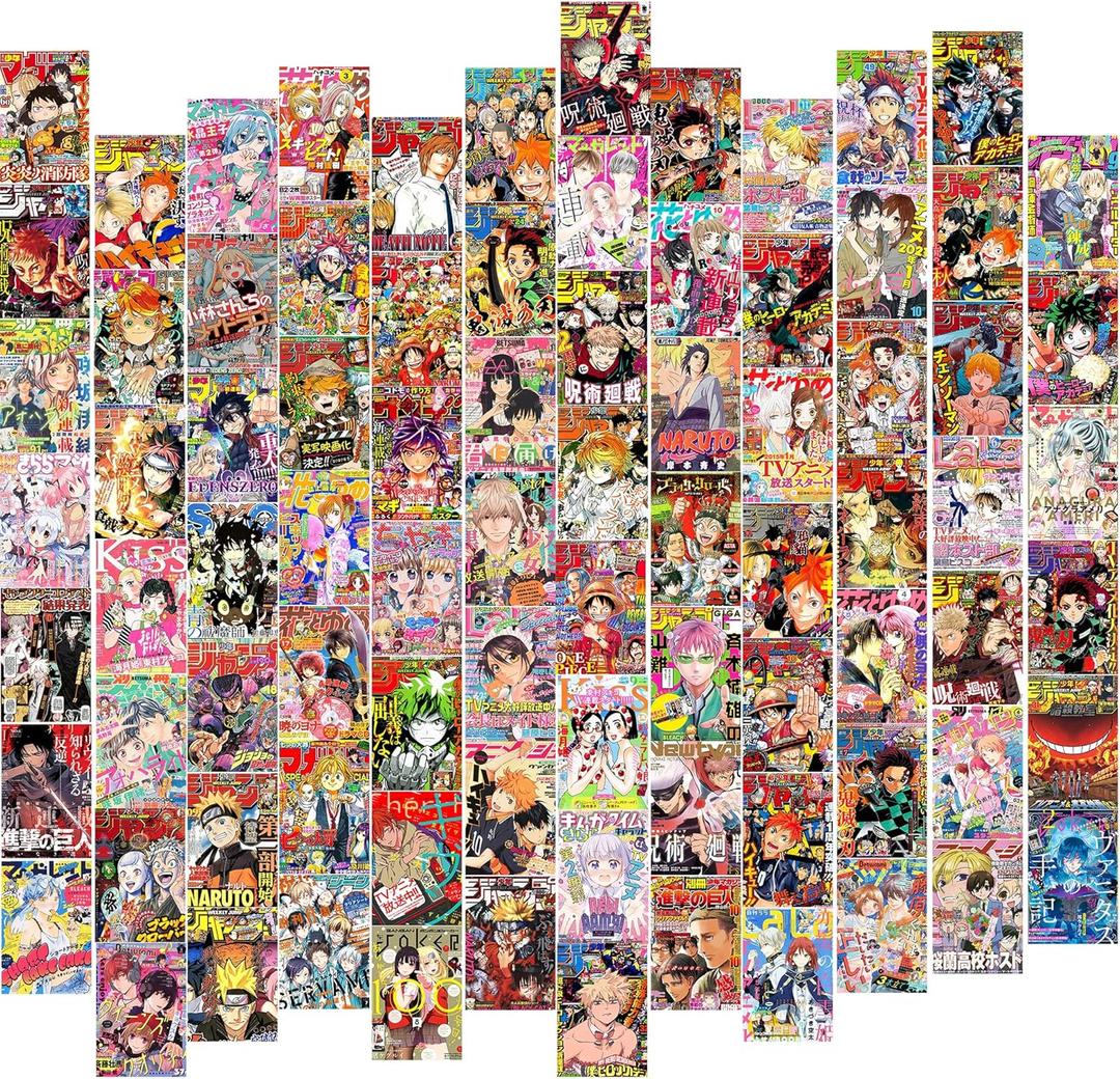 Fardes Anime Room Decor Aesthetic, 84pcs of Manga Posters, Red Manga Collage Kit Kawaii Wall Decor, Cute Anime Stuff for Manga Panels for Teen Girls Bedroom Decor