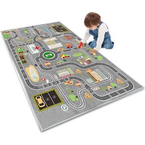 Kids Rug Play Mat Great for Playing with Cars and Toys,Educational Kid Road and Traffic City Life Carpet,Children Baby Fun Throw Rug for Bedroom Play Room,63X91Inch/160X230CM (5'3" x 7'7" (Rectangular))