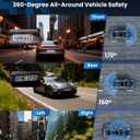 4 Channel 360 Dash Cam Front Rear Inside & Left Right,4K+1080P*3 FHD Car Camera,5GHz WiFi & App Control,8 IR Lamps Night Vision,24H Parking Mode,G-Sensor,Loop Recording,Includes 64GB SD CardBlack