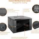 Tecmojo 6U Wall Mount Server Cabinet IT Network Rack Enclosure Lockable Door and Side Panels Black, Cooling Fan, Standard Glass Door, 450mm Depth, for 19 IT Equipment, A/V Devices