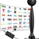 TV Antenna for Smart TV Indoor/Outdoor, TV Antenna for Local Channels, 2800+ Miles Range TV Antenna Outdoor with 360 Signal Strongest Booster, Supports 1080P 4K Reception HD, 32 FT Cable, Black