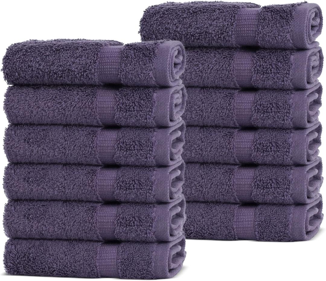Chakir Turkish Linens | Hotel & Spa Quality 100% Cotton Premium Turkish Towels | Soft & Absorbent (12-Piece Washcloths, Plum)