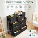 9-Drawer Dresser for Bedroom, Anti-Tip Tall Storage Organizer Chest of Drawers with Wooden Top and Metal Frame Fabric Bins for Closet, Living Room, Hallway, Entryway, Black