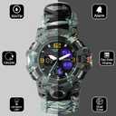 23-in-1 Survival Military Digital Watch, Mens Tactical Multi-Functional and Adjustable Wristband Outdoors Waterproof Sports Dual Dial Watches with Compass Paracord Band (Gray Yellow Camouflage)