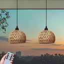 Battery Operated Hanging Outdoor Chandelier, Battery Power Pendant Light, Gazebo Lights Outdoor Waterproof, for Gazebo, Pergola, Porch, Patio, Indoor Outdoor Decor Lighting (2)