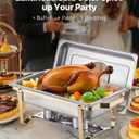 VEVOR Chafing Dish Buffet Set, 8 Qt 4 Pack, Stainless Steel Chafer with 4 Full Size Pans, Rectangle Catering Warmer Server with Glass Lid Water Pan Folding Stand Fuel Holder, for Wedding Party Banquet