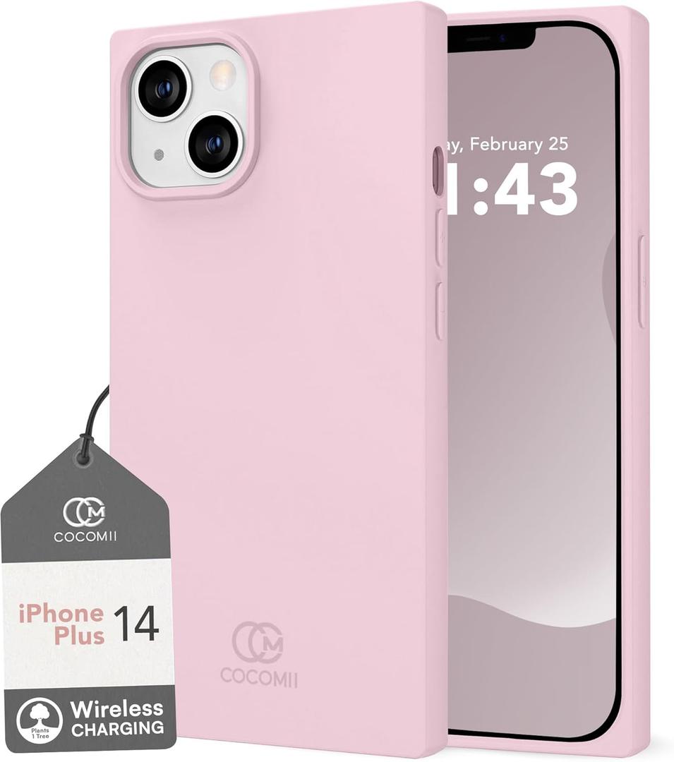 Cocomii - Rectangle Case Compatible with iPhone 14 Plus/15 Plus - Soft Touch Silicone, Microfiber Lining, Women Girls Men, Protective Phone Case for iPhone 14 Plus/15 Plus 6.7 inch, Chalk Pink