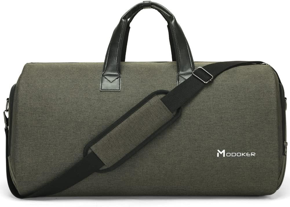 Modoker Convertible Garment Bag with Shoulder Strap, Carry on Garment Duffel Bag for Men Women - 2 in 1 Hanging Suitcase Suit Travel Bags,Forest Night