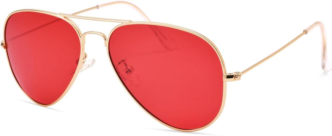 Pro Acme Aviator Sunglasses for Men Women Classic Polarized UV400 Protection ((20)gold Frame/Red Lens)