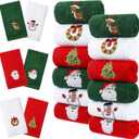 Macarrie 12 Pcs Christmas Hand Towels for Bathroom Kitchen Cotton Holiday Tea Towels Absorbent Red Green White Xmas Gifts Winter Decor, 13 x 18 Inch(Bright Color, Fresh Style)