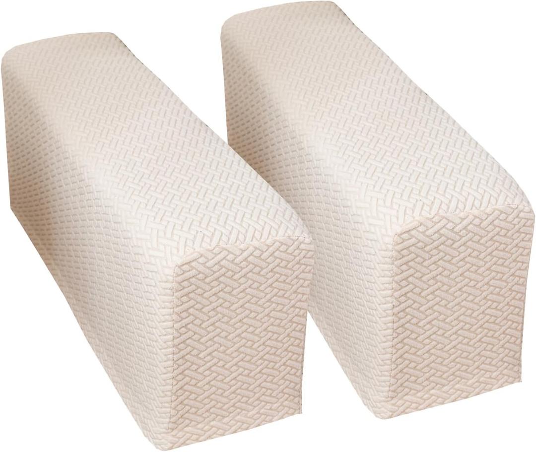Sofa Arm Covers Recliner Couch Armrest Covers Chair Arm Covers Protectors (Texture-Pinkish Beige, Medium (Set of 2))