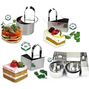 NewlineNY Stainless Steel Dessert Rings (12 Pcs) Round Square Rectangular Appetizers Molded Salads, Cakes Mousse Molding Layering Cake Cutter