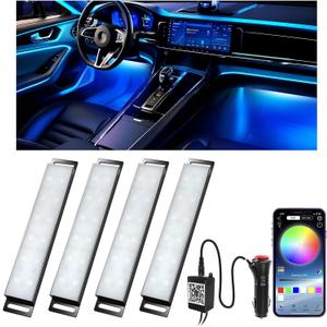 Honalia Car LED Lights Interior, Ambient Lighting Car with Smart APP Control, Multicolor Interior LED Lights with Music Mode for Truck Jeep SUV, DC 12V (4-Lines Cigarette Lighter)