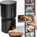 Automatic Cat Feeder with Camera, 4L Automatic Pet Feeder, Dual Power Supply, Programmable Cat Food Dispenser with 2MP Night Vision & Two-Way Audio for Cats and Small Dogs, Black
