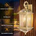 2-Pack 18 Gold Light Fixtures Outdoor Wall Lights Exterior Lanterns, Brass Porch Lights Outside Anti-Rust Aluminum Patio Lights for House Clear Glass Wall Mount Lighting, IP65 Waterproof