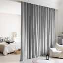 Room Divider Curtains,Back Tab Blackout Privacy Room Thermal Insulated Noise Reduction Theater Curtain for Bedroom and Living Room Ceiling Track Curtain (1Panel, Grey, W15ft x H8ft)