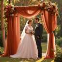 Wedding Arch Draping Fabric, 6.7 Yards Caramel Sheer Curtains Wedding Decorations for Ceremony, Caramel Chiffon Draping Fabric 29" x 20ft Backdrop