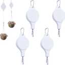 Retractable Plant Hanger with Pulley System, Effortless Raising and Lowering for Indoor and Outdoor Plants, Hanging Planters, Garden Pots & Bird Feeders (4-Pack,White)