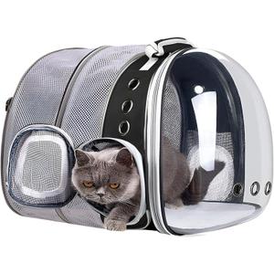 Expandable Cat Backpack Carrier Bubble for Large Cats 20 lbs, Airline Approved Pet Carrier Backpack for Small Dogs Kitten (Black)