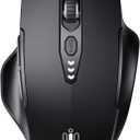 Uineer Wireless Bluetooth Mouse,[Upgraded] Rechargeable (BT 5.0/4.0+2.4G Hz), Computer Mouse with Visible Battery Level, 4 Adjustable DPI, Portable PC Mouse for MacBook Chromebook, Black