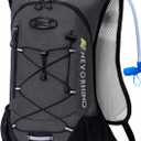 Lightweight Hydration Backpack, Running Backpack with 2L Water Bladder, Hydro Water Daypack for Cycling Hiking Rave for Men Women (Plaid Dark gray)