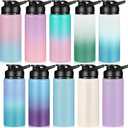 Mimorou 10 Pack Aluminum Water Bottle Bulk 20oz Reusable Sports Bottles with Snap Lid and Handle Multicolor Leak Proof Water Flask for Party Favor Gifts Gym Travel Hiking Camping Outdoor Activities