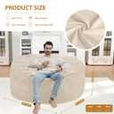 SIMFLAG 5FT Bean Bag Chair, Large Bean Bag Chairs with Memory Foam Filled, Fluffy Beanbag Sofa with Dutch Velvet Cover, Round BeanBag Chairs for Living Room, Playroom - Dark Beige