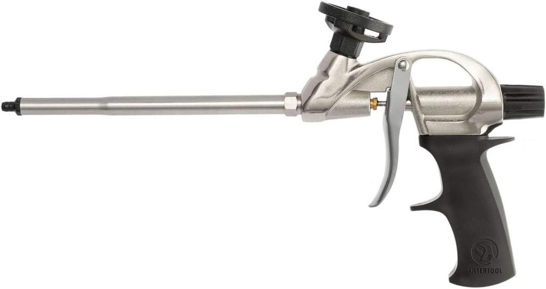 INTERTOOL Expanding Spray Foam Gun - PU Sealant Foam Applicator for Caulking and Insulation Dispensing - PTFE Non-Stick Teflon Coated Basket and Tip - PT-0604