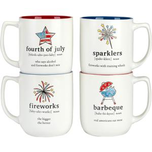 Certified International Patriotic Words 18 oz. Mugs,Set of 4