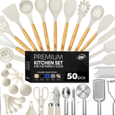 Kaluns Kitchen Utensils Set, 50 Piece Silicone And Stainless Steel Cooking Utensils, Dishwasher Safe and Heat Resistant Kitchen Tools