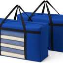 2 Pack Extra Large Moving Bags 90L with Clear Window, Heavy Duty Storage Totes with Zippers & Handles, College Packing Bags for Clothes, Boxes, Camping & Moving Supplies, Blue