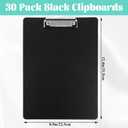MIVIDE 30 Pack Black Clipboards, Black Plastic Clipboards Bulk, Plastic Office Clipboard 12.4 x 8.9 Inch Size Clipboard for Classroom, Teacher, Home, Office Supply