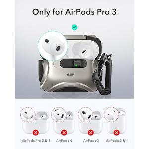 ESR for AirPods Pro 3 Case (2025), Compatible with Airpods Pro 3rd Generation Case (USB-C Cable), Effortless MagSafe, Drop-Proof Lock, Easy Open, Cyber Series, Titanium