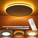 BLNAN 13in LED Flush Mount Ceiling Light Fixture with Remote Control, Dimmable Night Light 2000K, 3000K-6500K 24W Wired Low Profile Light for Bedroom, Kitchen, Living Room, Round White