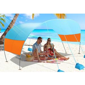 EKRISON Beach Canopy Sun Shade, Beach Tent Sun Shelter Wind Sail Camping Sun Shelter Portable Beach Tent Sun Shelter Canopy Outdoor Beach Sun Shade for Family Vacation and Camping (Patent Pending)