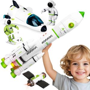 TOY Life Space Toy Rocket Toys for Kid Shuttle with Astronaut Spaceship Planet Stem with Christmas Spaces Station for Boy 3 4 5 6 7 8, Gift for Age 3+