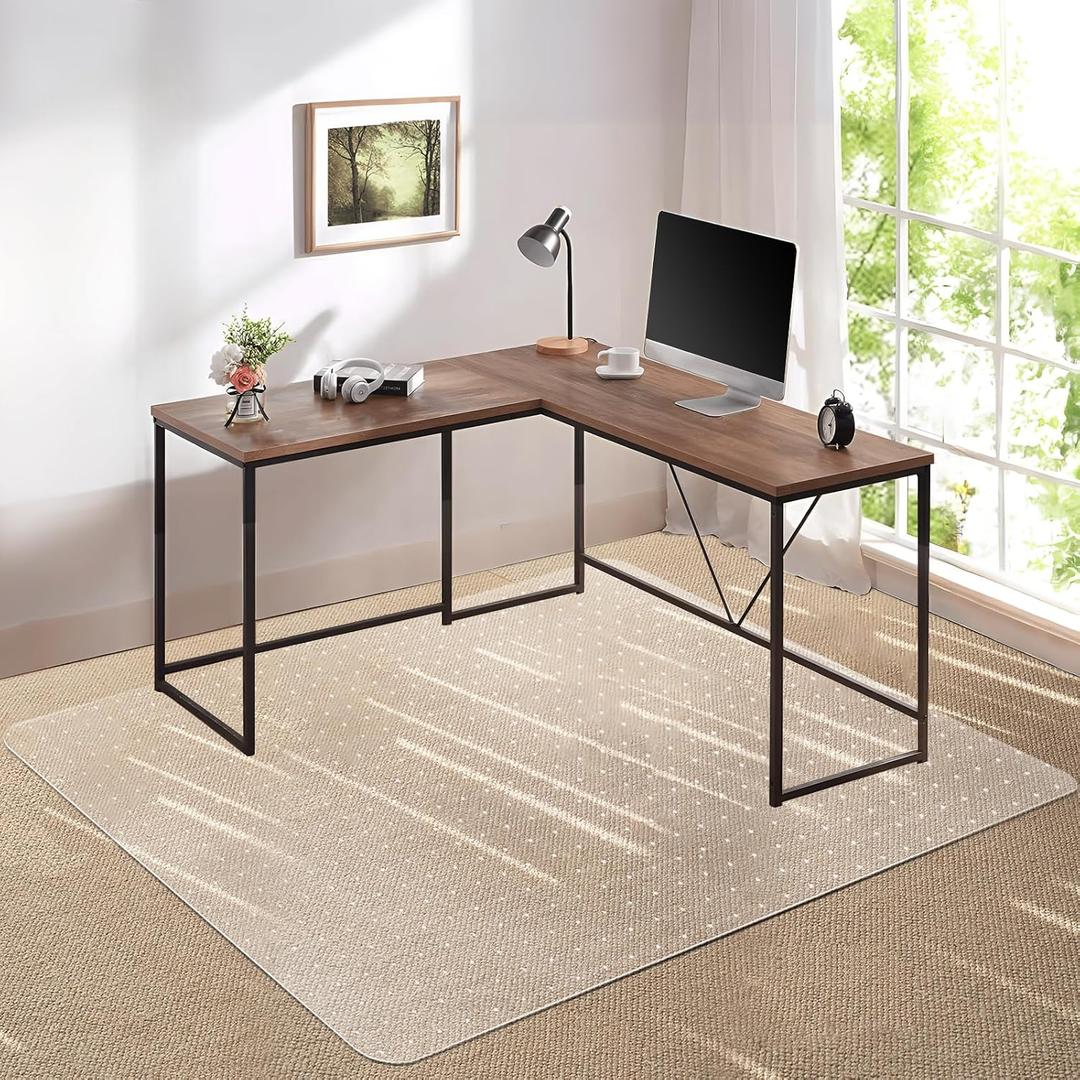 Kuyal Desk Chair Mat for Carpet, 46'' x 72'' Rectangle Transparent Mats for Chairs Good for Desks, Office and Home, Easy Glide, Protects Floors for Low and No Pile Carpeted Floors